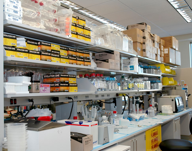 Chemicals in a laboratory