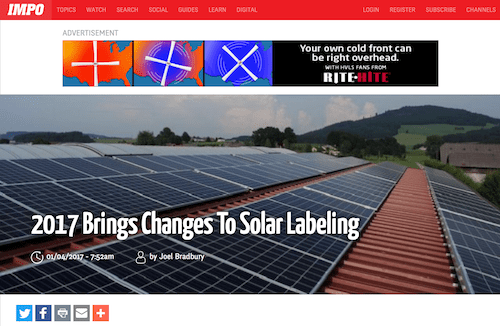 2017 Brings Changes to Solar Labeling