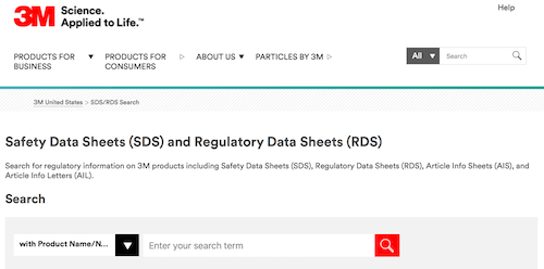  3M Safety Data Sheets (SDS) and Regulatory Data Sheets (RDS)