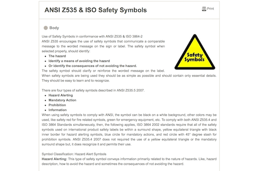 ANSI Z535 and ISO Safety Symbols