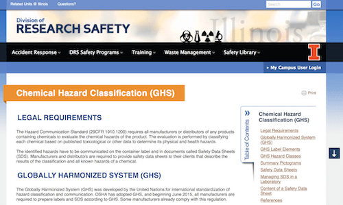 Chemical Hazard Classification Safety Library