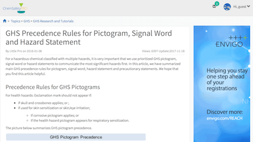 GHS Precedence Rules for Pictogram Signal Words and Hazard Statement