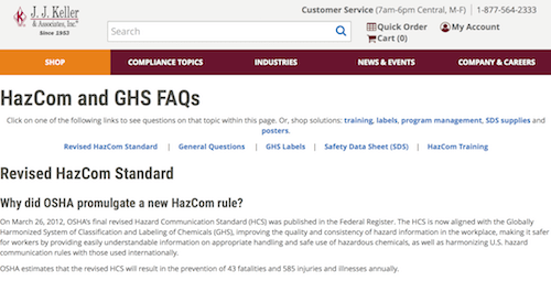 HazCom and GHS FAQs