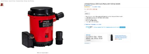 Johnson Pumps 2200 Auto Pump with Ultima Switch