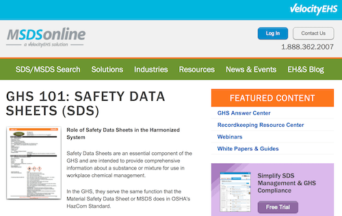 MSDS Online - GHS 101: Safety Data Sheets (SDS)
