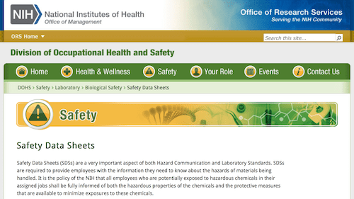 NIH/ORS Safety Data Sheets