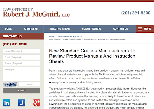 New Standard Causes Manufacturers To Review Product Manuals And Instruction Sheets