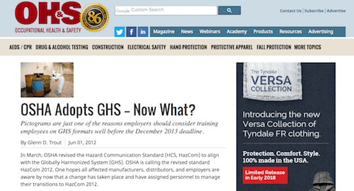 OSHA Adopts GHS Now What