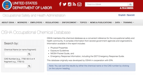 OSHA/EPA Occupational Chemical Database