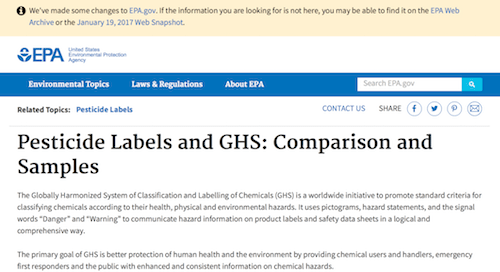 Pesticide Labels and GHS Comparison and Samples