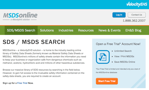 SDS/MSDS Search