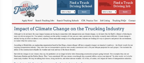 Impact of Climate Change on the Trucking Industry