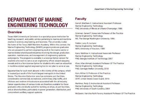 Texas A&M University - Department of Marine Engineering Technology