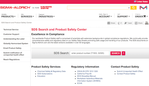 Sigma-Aldrich SDS Search and Product Safety Center
