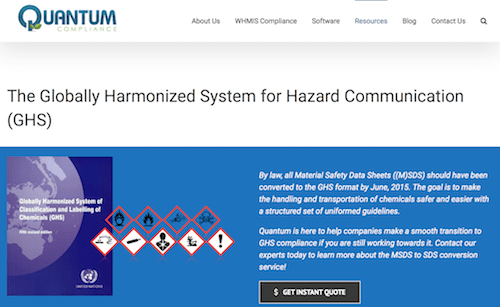 The Globally Harmonized System for Hazard Communication GHS