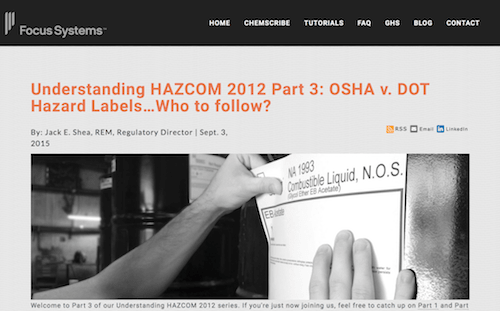 Understanding HAZCOM 2012 Part 3 OSHA vs DOT Hazard Labels Who to Follow