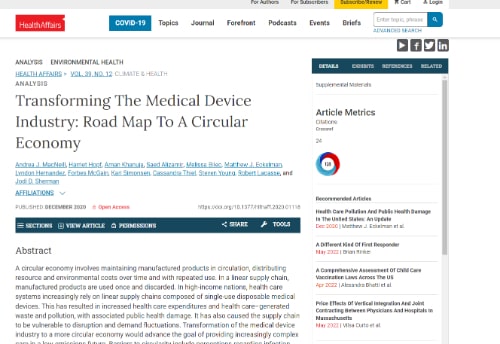 Transforming The Medical Device Industry: Road Map To A Circular Economy