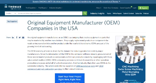 Original Equipment Manufacturer (OEM) Companies in the USA