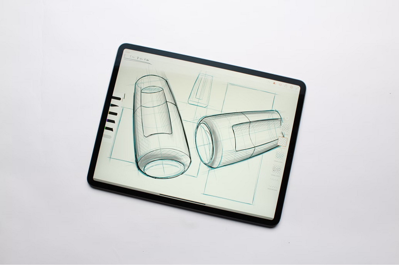 Design sketches on a tablet