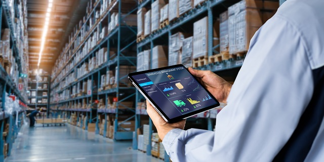 Warehouse manager using software technology on a tablet