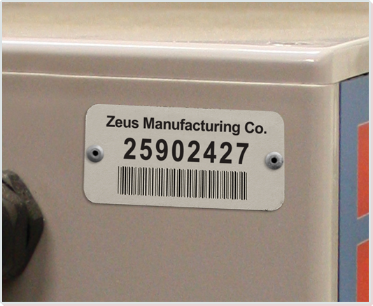 Metalphoto® barcode label/equipment tag 
