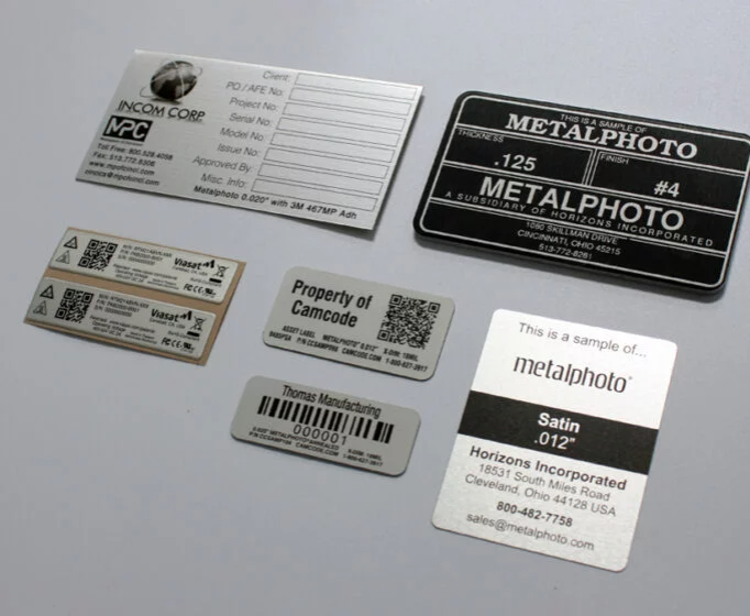 A variety of metal labels 