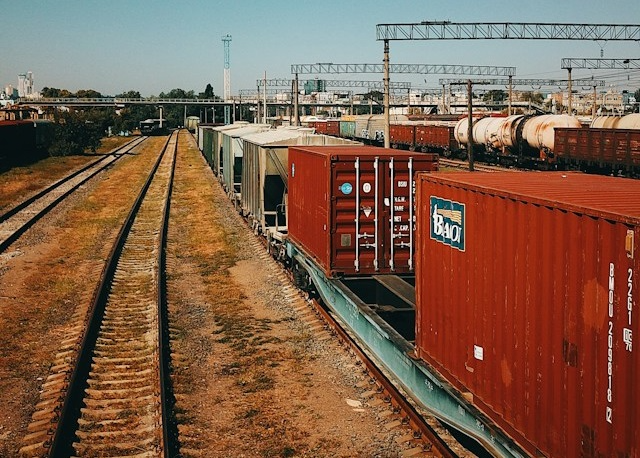 Freight trains and a railroad