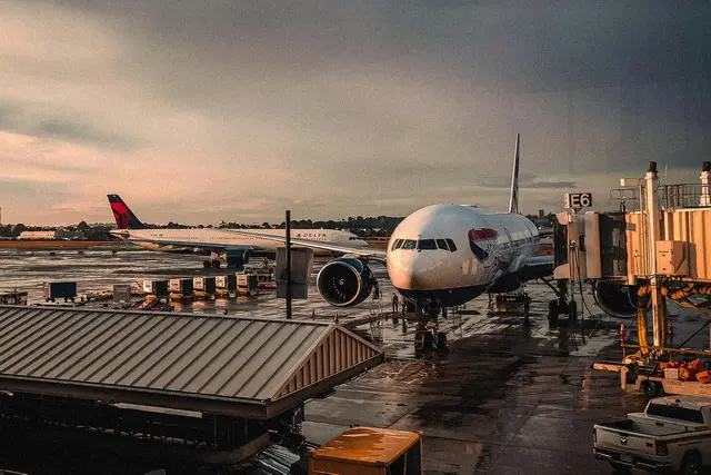 An aircraft at the boarding gate