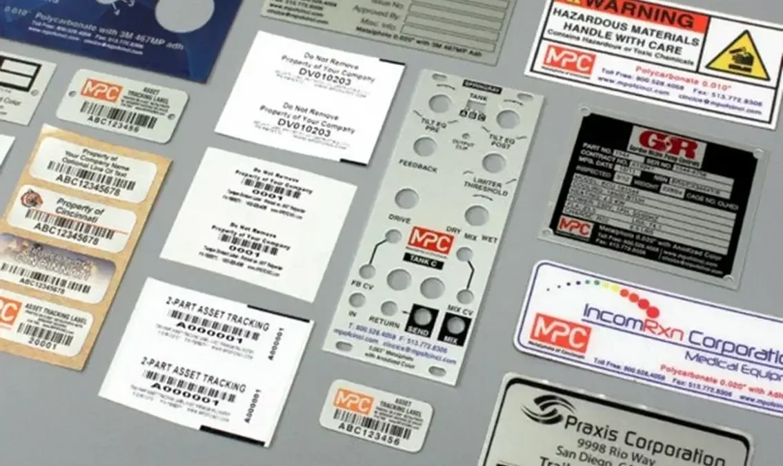 A sample selection of stainless steel nameplates