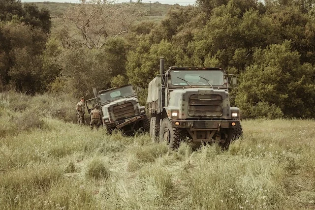 Military defense vehicle convoy
